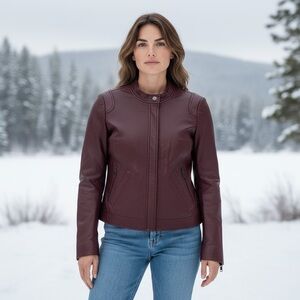 Rebecca Taylor Deep Burgundy Leather Jacket